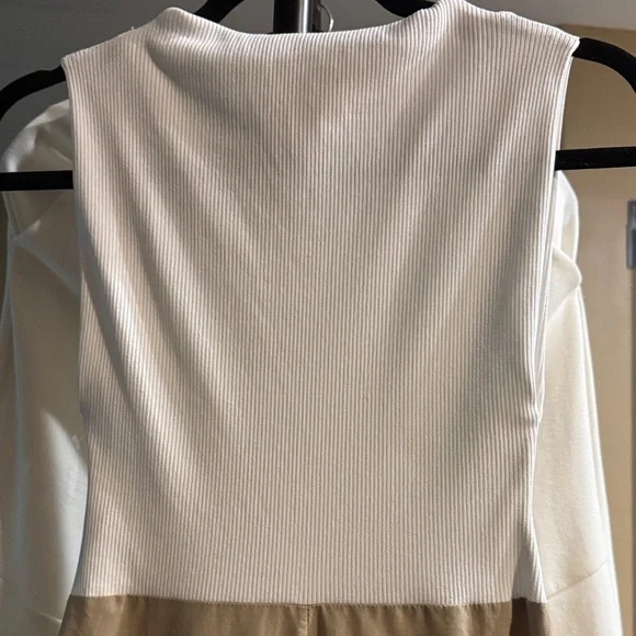 Zara Cream and Tan Dress with Front Pockets - Picture 3 of 4